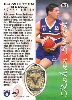 1999 Select AFL Premiere - Medal Cards #MC4 Rohan Smith Back